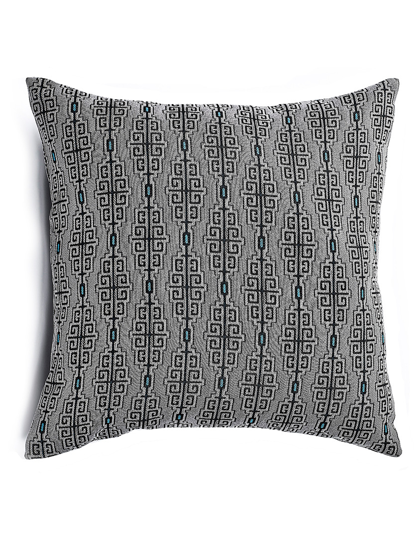 Fretwork Charcoal/Teal Pillow