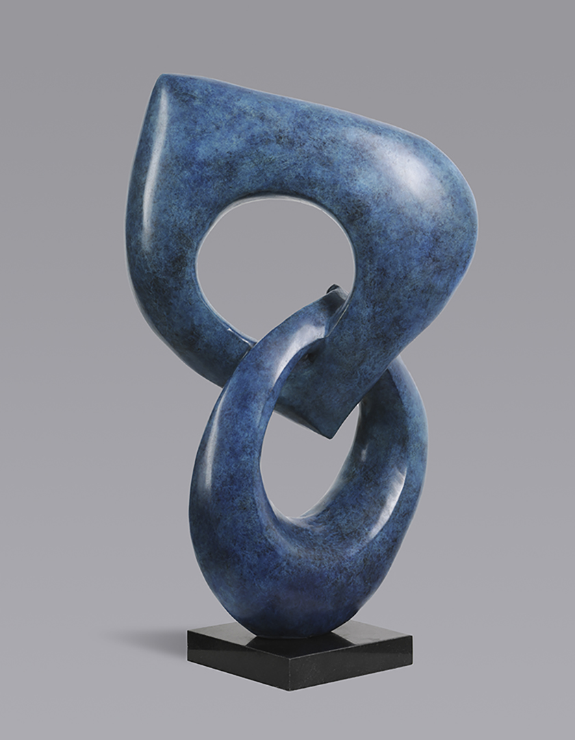 New-York-Design-Center-WNWN-Cosulich-Interior-&-Antiques-Two-Rings-Contemporary-Italian-Blue-Patinated-Bronze-Abstract-Sculpture